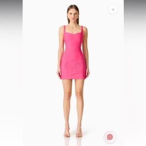 elliatt opline pink floral embroiderey fitted knit bodycon mini dress size XXS